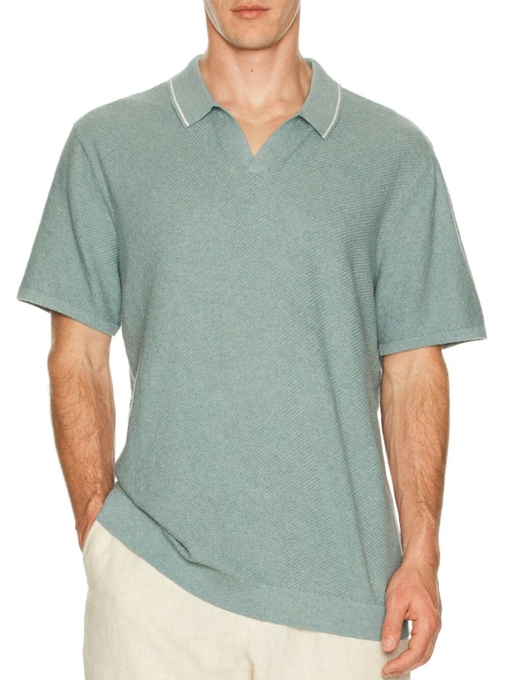 Marine Layer Greyson Sweater Polo in Topaz
